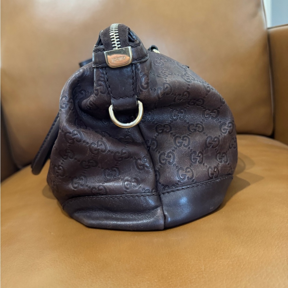 Gucci Dark Brown GG Embossed Leather Shoulder Bag - Picture 5 of 12